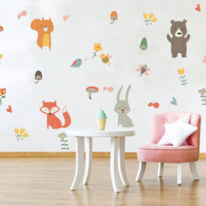 מדבקת קיר לקישוט ועיצוב חדר הילדים בצורת תינוקות יער הפלא